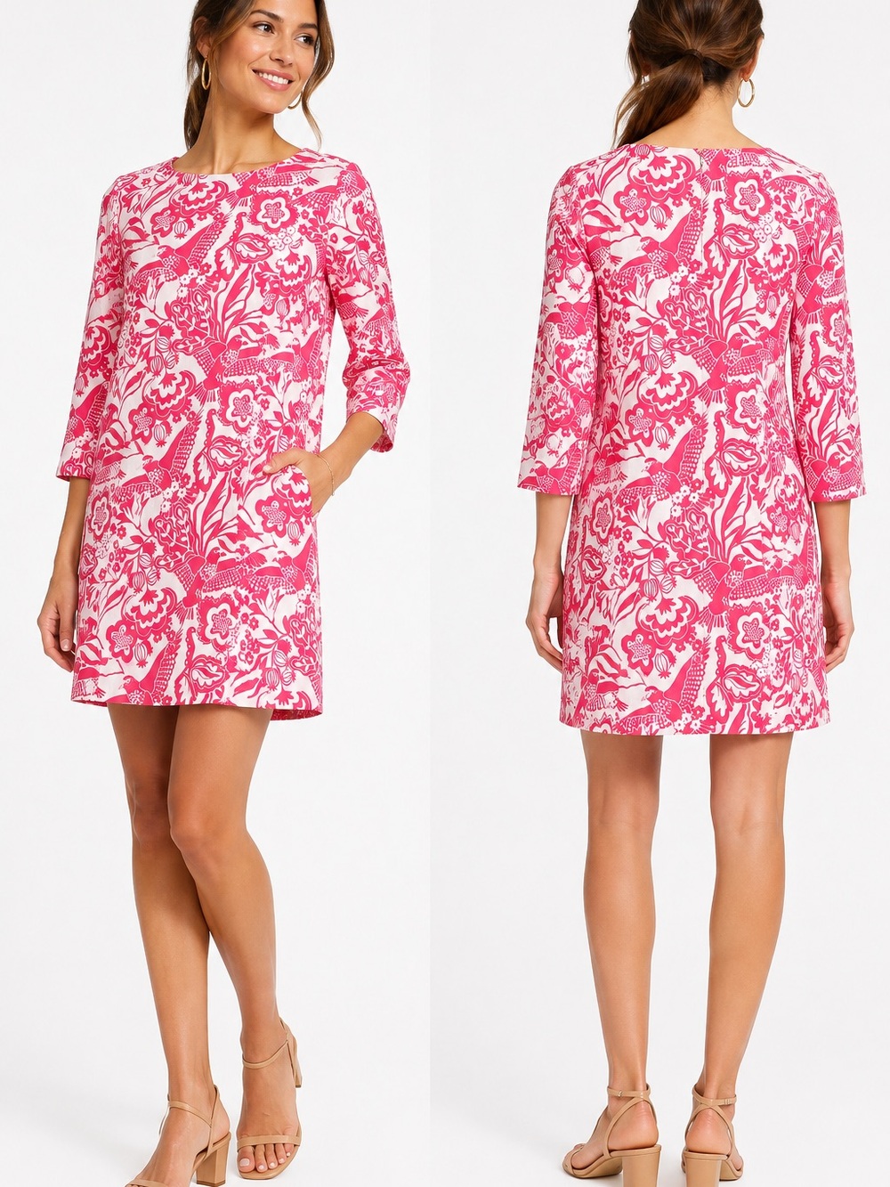 Boden 100% linen Laurie Shift Floral Dress Size US 2